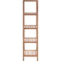 Orsina ARLA 5 Tier Walnut Wood Bathroom Shelf Unit in Natural