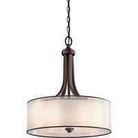 Netlighting Lacey 4 Light Large Round Ceiling Pendant Mission Bronze E27 in Brown