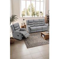 More4Homes Seattle Manual Recliner Fabric 1+3 Seater Sofa Set in Grey