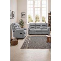 More4Homes Seattle Manual Recliner Fabric 2+3 Seater Sofa Set in Grey