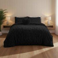 Snug City Super Fluffy Duvet Cover Ultra Soft, Cloud-Like Comfort Snug Sleep in Black | Size: Super King