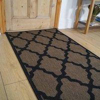 runrug Hallway Carpet Runner Rug - Hardwearing & Durable, 7mm - 'Trellis' in Black | Size: 66 cm x 240 cm