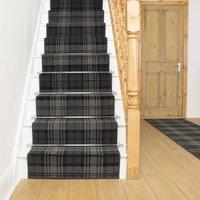 runrug Stair Runner Carpet for Staircases - Soft & Comfy, 9mm - 'Tartan' in Black | Size: 100 cm x 660 cm