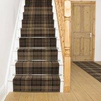 runrug Stair Runner Carpet for Staircases - Soft & Comfy, 9mm - 'Tartan' in Brown | Size: 100 cm x 720 cm
