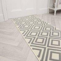 runrug Hallway Carpet Runner Rug - Soft & Comfy, 9mm - 'Kilim' in Grey | Size: 60 cm x 240 cm