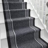 runrug Stair Runner Carpet - Durable, Non-Slip, 5.4mm - 'Promenade' in Grey | Size: 80 cm x 720 cm