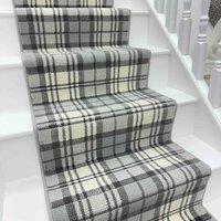 runrug Stair Runner Carpet for Staircases - Soft & Comfy, 9mm - 'Tartan' in Grey | Size: 100 cm x 600 cm