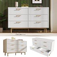 BTM Sideboard Cabinet for Living Room, Chest of Drawers with 6 drawers in White