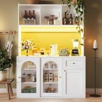 BTM Kitchen display cabinet with adjustable shelves & LED lighting in White