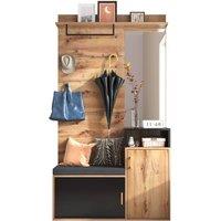 BTM Wardrobe set with hooks mirror shoe cabinet & bench seat in Black