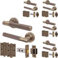 AFIT Antique Brass Door Handle Latch Set Handle with Latch Hinges 5 Pack in Bronze | Size: 150mm x 150mm