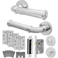 AFIT Chrome Fire Door Handle Bathroom Polished Chrome Bathroom Lock Hinges in Silver | Size: 150mm x 150mm