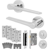 AFIT Chrome Fire Door Handle Bathroom Set Polished Bathroom Lock Hinges in Silver | Size: 150mm x 150mm