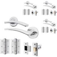 AFIT Chrome Door Handle Latch Polished Chrome Door Handle Latch Hinges 4 Pack in Silver | Size: 150mm x 150mm