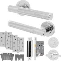 AFIT Chrome Fire Door Handle Bathroom Set Polished Fire Rated Lock Hinges in Silver | Size: 150mm x 150mm