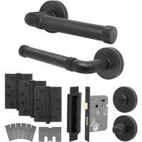 AFIT Black Fire Door Handle Bathroom Set Matt Black Bathroom Lock Hinges | Size: 150mm x 150mm
