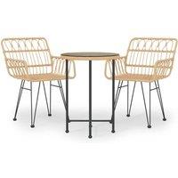 Berkfield Home 3 Piece Garden Dining Set Poly Rattan in Light Tan