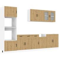 Berkfield Home 7 Piece Kitchen Cabinet Set Kalmar Artisan Oak Engineered Wood in Brown