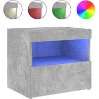 Berkfield Home Bedside Cabinet with LED Lights Concrete Grey 50x40x45 cm | Size: 50 x 40 x 45 cm