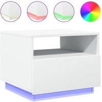 Berkfield Home Coffee Table with LED Lights White 50x49x40 cm | Size: 50 x 49 x 40 cm