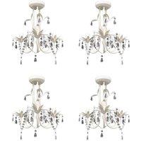 Berkfield Home Crystal Pendant Ceiling Lamp Chandeliers 4 pcs Elegant White