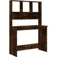 Berkfield Home Desk with Shelves Smoked Oak 102x45x148 cm Engineered Wood in Brown | Size: 102 x 45 x 148 cm