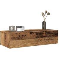 Berkfield Home Wall Shelf with Drawers Old Wood 60x26.5x15 cm Engineered Wood in Brown