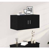 Berkfield Home Wall Cabinet Black Oak 80x39x40 cm Engineered Wood | Size: 80 x 39 x 40 cm