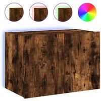 Berkfield Home TV Wall Cabinet with LED Lights Smoked Oak 60x35x41 cm in Brown | Size: 60 x 35 x 41 cm