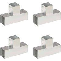 Berkfield Home Post Connectors 4 pcs T Shape Galvanised Metal 91x91 mm in Silver