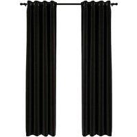 Berkfield Home Linen-Look Blackout Curtains 2 pcs Anthracite 140x245cm in Black | Size: 140x245 cm