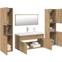 Berkfield Home 5 Piece Bathroom Furniture Set Artisan Oak Engineered Wood in Brown