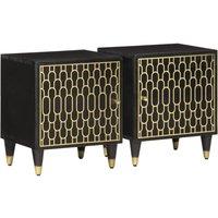Berkfield Home Bedside Cabinets 2 pcs 40x33x46 cm Solid Wood Mango in Black | Size: 40 x 33 x 46 cm