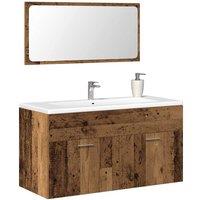 Berkfield Home Bathroom Cabinet with Mirror Old Wood Engineered Wood in Brown