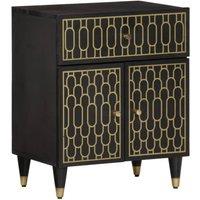 Berkfield Home Bedside Cabinet 50x33x60 cm Solid Wood Mango in Black | Size: 50 x 33 x 60 cm