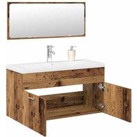 Berkfield Home 3 Piece Bathroom Furniture Set Old Wood Engineered Wood in Brown