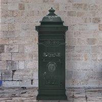 Berkfield Home Pillar Letterbox Aluminium Vintage Style Rustproof Green