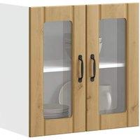 Berkfield Home Kitchen Wall Cabinet with Glass Door Lucca Artisan Oak Engineered Wood in Brown