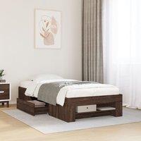 Berkfield Home Bed Frame without Mattress Brown Oak 75x190 cm Small Single Engineered Wood