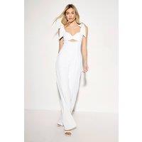 MissPap Women's Bow Shoulder Wide Leg Jumpsuit in White | Size: 14