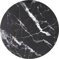 Berkfield Home Table Top Black 60x0.8 cm Tempered Glass with Marble Design | Size: 60x0.8 cm