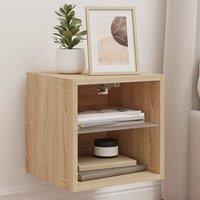 Berkfield Home TV Wall Cabinets with LED Lights 2 pcs Sonoma Oak 30x28.5x30 cm in Natural