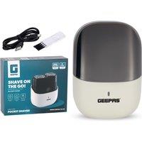 Geepas Wet & Dry Pocket Electric Shaver for Men Waterproof 60-Min Runtime in White
