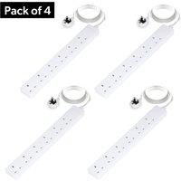 Geepas 6 Gang Extension Lead, 2M Cable Wall Mountable Pack of 4 in White