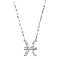 Latelita Women's Zodiac Star Sign Pendant Necklace Silver Pisces in White