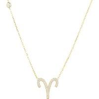 Latelita Women's Zodiac Star Sign Pendant Necklace Gold Aries in White