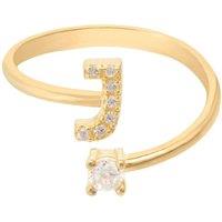Latelita Women's Initial Ring Gold J in White