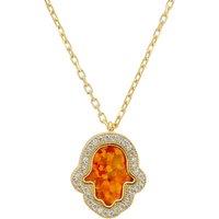 Latelita Women's Hamsa Opalite Fire Opal Necklace Gold in Orange
