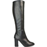 XY London Women's 'Jen' Knee High Block Heeled Boots With Zip Fastening in Black | Size: 5