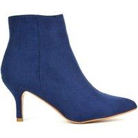 XY London Women's 'Anastsia' Low Mid Kitten High Heel Stiletto Zip-Up Ankle Boots in Navy | Size: 5